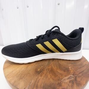 Adidas QT Racer 2.0 Women's Running Shoes Sneakers Black Metallic Gold Size 9